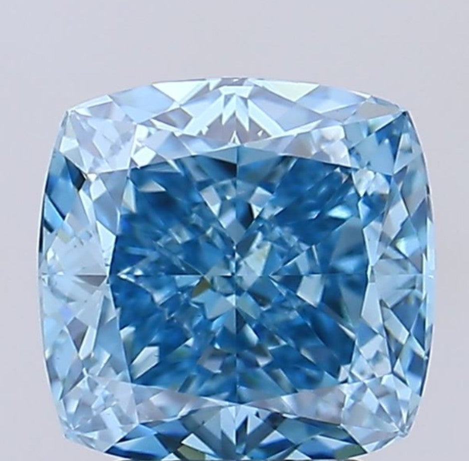 Cushion Shape Fancy Intense Blue Solitaire