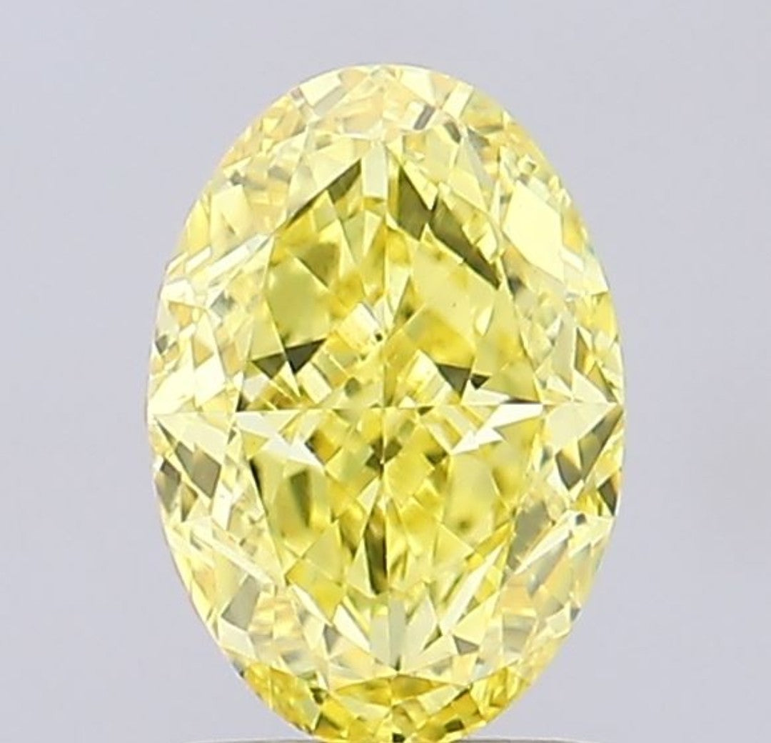 Oval Shape Fancy Intense Yellow Solitaire