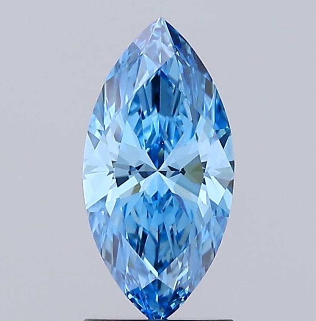 Marquise Shape Fancy Intense Blue Solitaire