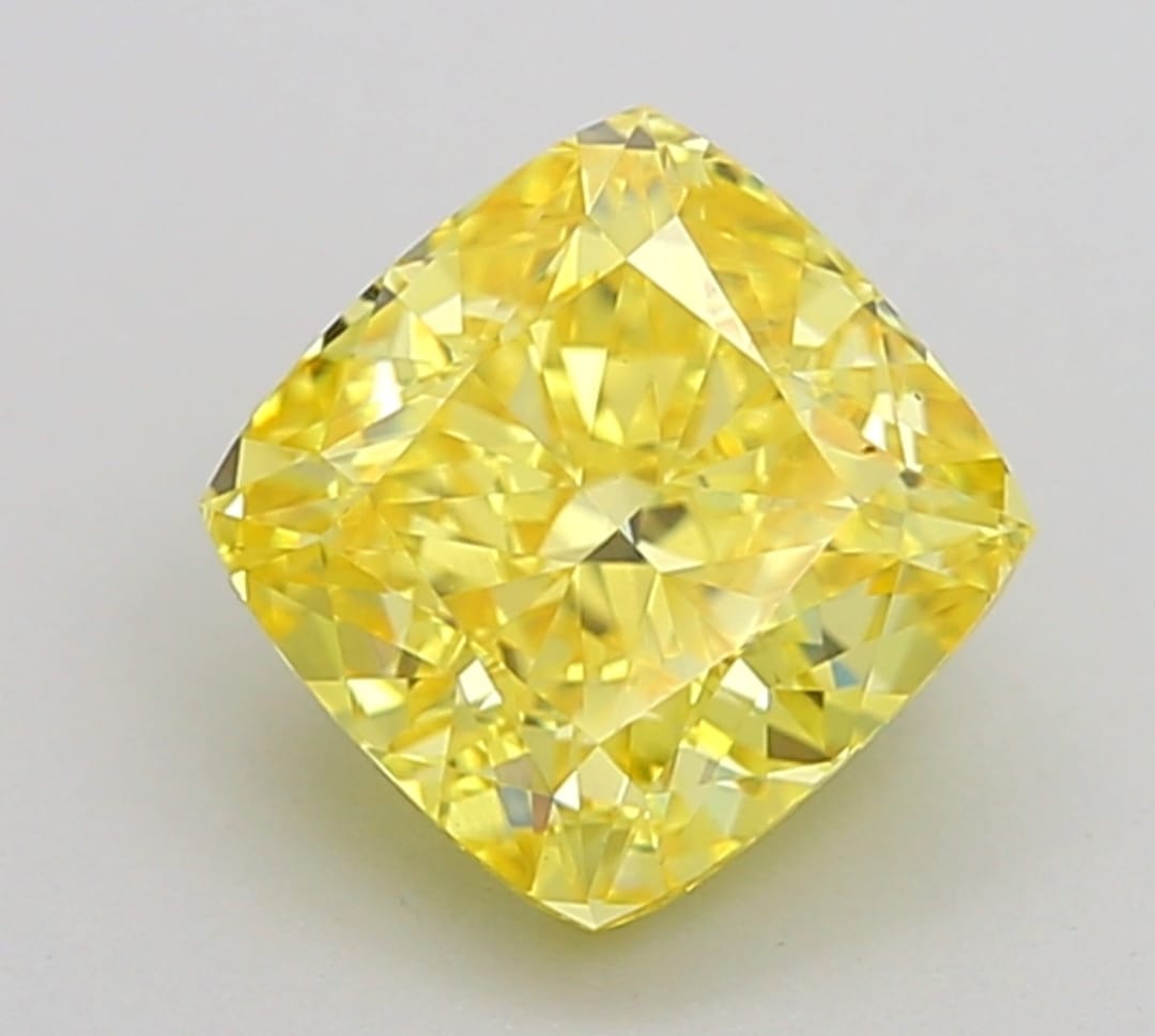 Cushion Shape Fancy Intense Yellow Solitaire