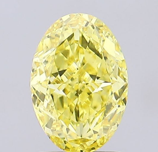 Oval Shape Fancy Intense Yellow Solitaire