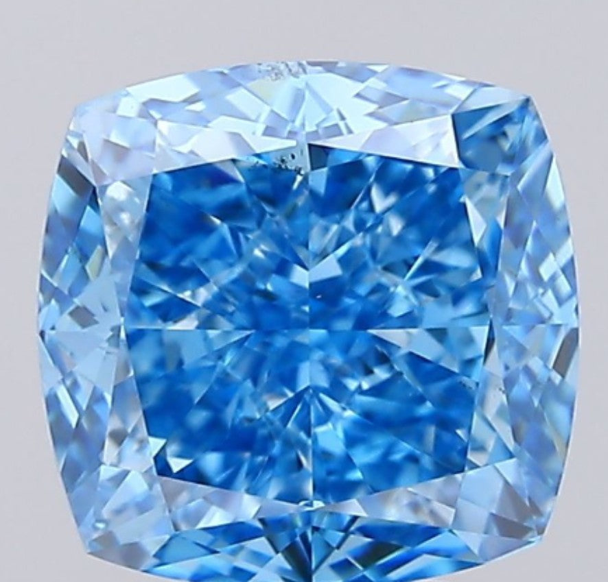 Cushion Shape Fancy Vivid Blue Solitaire