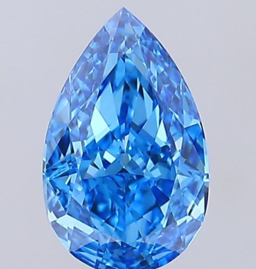 Pear Shape Fancy Vivid Blue Solitaire