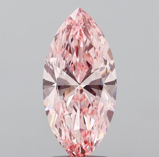 Marquise Shape Fancy Vivid Pink Solitaire