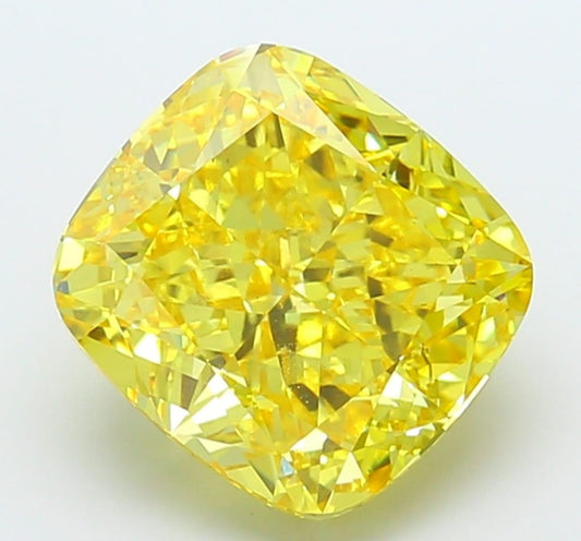 Cushion Shape Fancy Vivid Yellow Solitaire