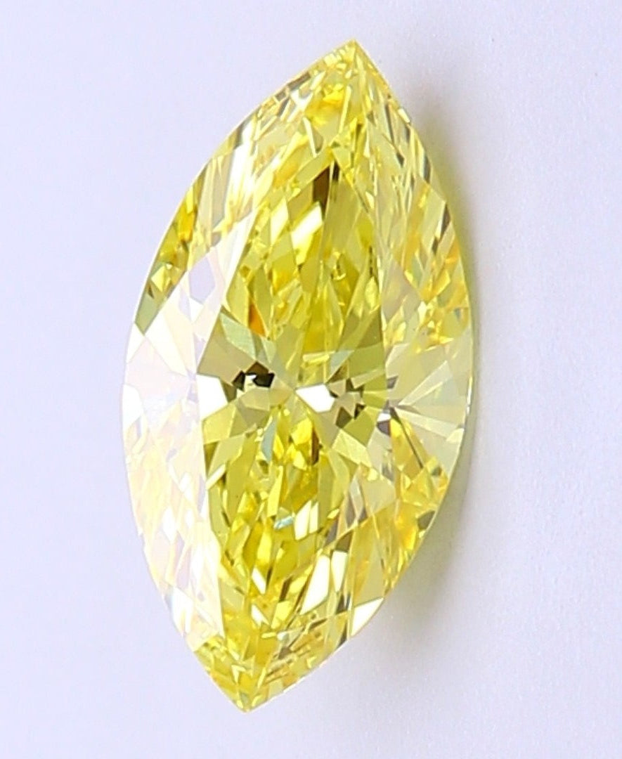 Marquise Shape Fancy Vivid Yellow Solitaire