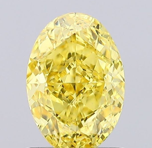 Oval Shape Fancy Vivid Yellow Solitaire